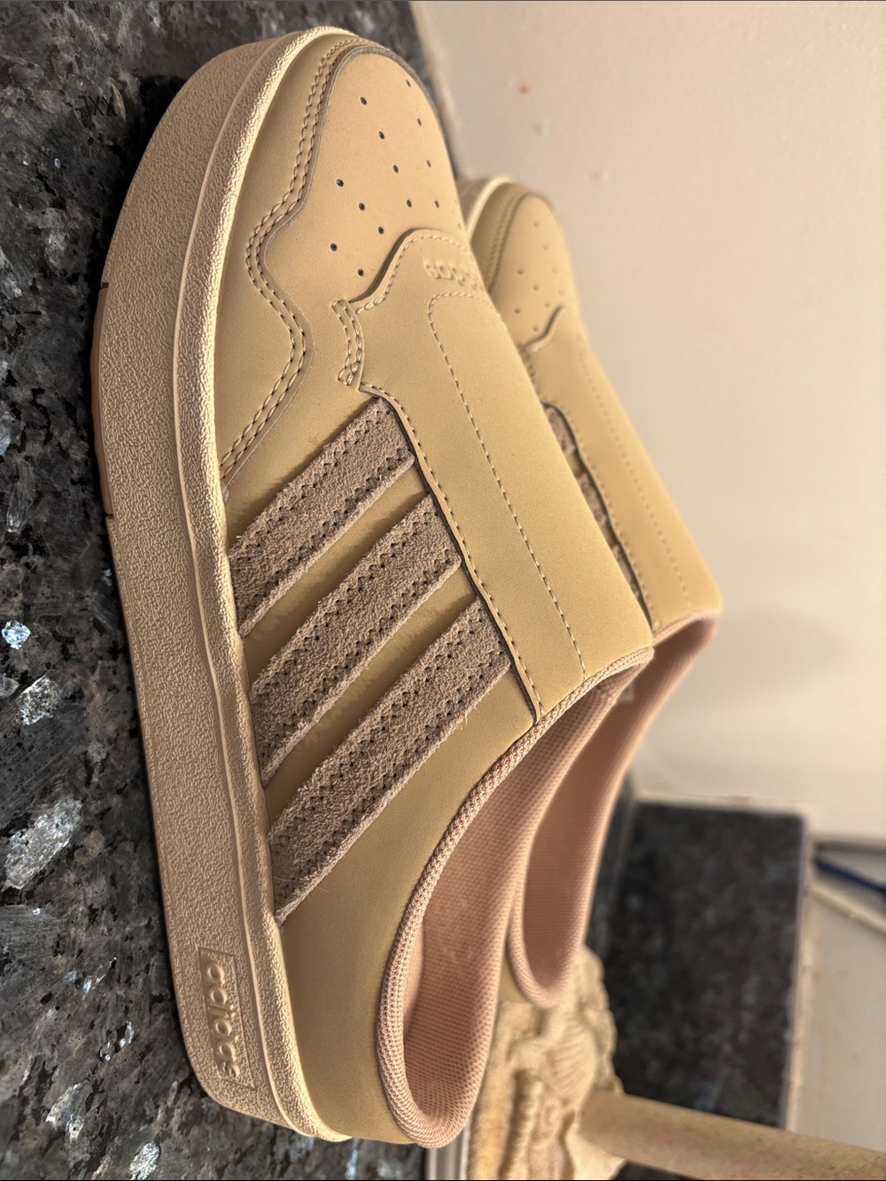 adidas Slip-On Sneakers in Beige with Suede Stripe
